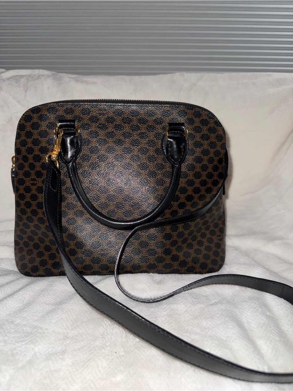 Celine Black Macadam Coated Canvas Dome Handbag (2-way)